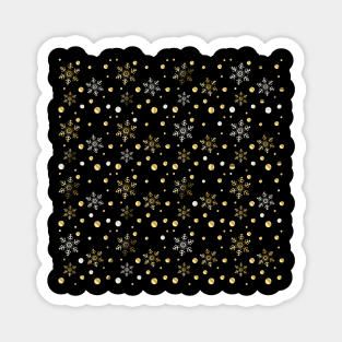 Gold Snowflakes & Confetti Pattern Hello Winter Holiday Christmas & Happy New Year Decoration Magnet