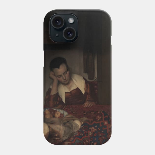 A Maid Asleep by Jan Vermeer Phone Case by Classic Art Stall