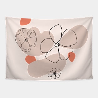 Nature pattern. One line cute flowers. Tapestry