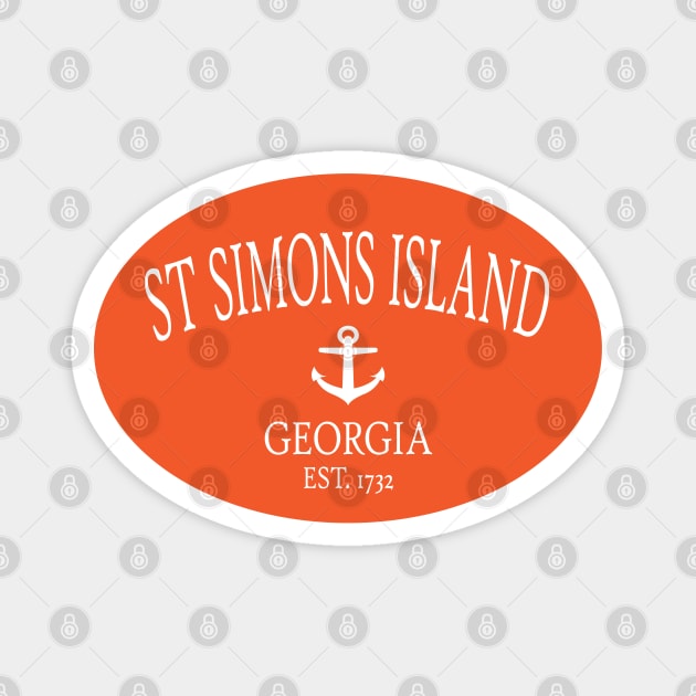 St Simons Island Georgia Sea Islands Anchor Orange Magnet by TGKelly