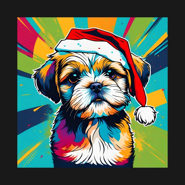 Shih Tzu Wearing A Santa Hat Pop Art Puppy by LittleBean