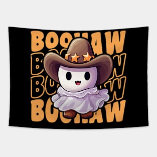 Boohaw Cute Spooky Groovy Cowboy Ghost Tapestry