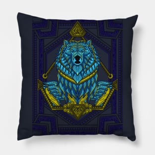 Awesome Blue Sumo Bear Artwork Pillow