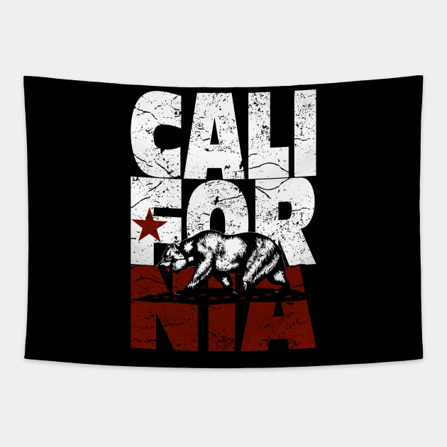 Vintage Califonia Flag with bear USA Tapestry by RockabillyM