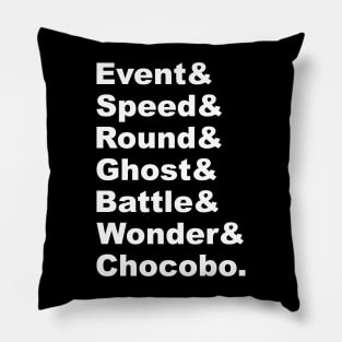 Gold Saucer Amusement Park Attractions Souvenir (White Text) Pillow