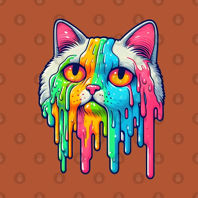 Colorful melting cat by Shreefel