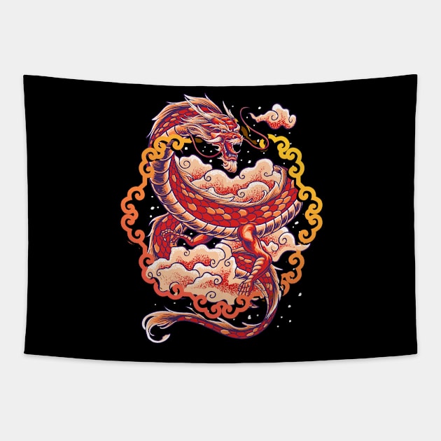 Dragon in Clouds Tapestry by letnothingstopyou