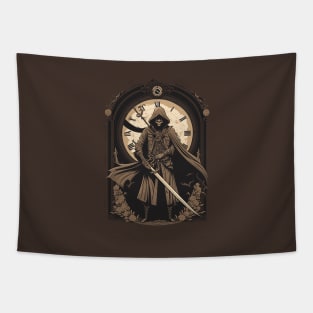 The Final Countdown: Steampunk Grim Reaper Tapestry