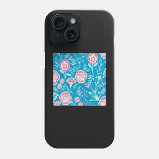 Pansy floral garden on blue Phone Case