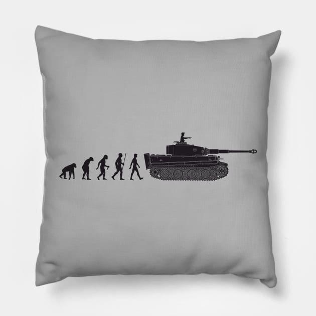 Humorous design on the theme of evolution and tanks Pillow by FAawRay