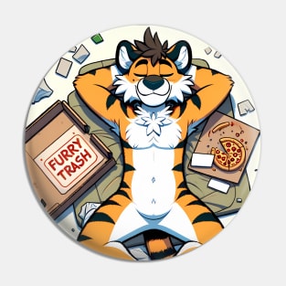 Anthro Furry Trash Tiger Art Pin