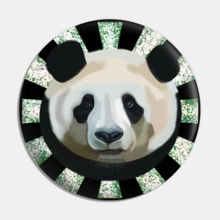 Striking Panda bear on Random spotted patterned sun rays Pin