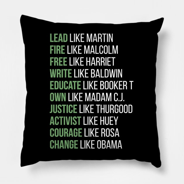 Black Ledgends, Black History, African American, Civil Rights Leaders, Dream like Martin Pillow by UrbanLifeApparel