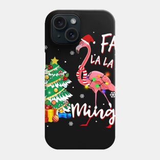 Cute Pink Flamingo Santa Hat Merry Christmas Phone Case