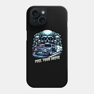 Fuel Your Drive Racing Cars Skull Race Car Speed Fast Skull Face Street Car Racecar Phone Case