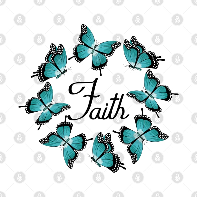 Faith - Blue Butterflies by Designoholic