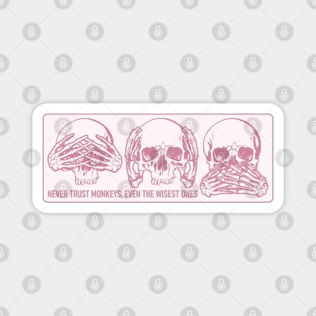 Three Wise Skulls (pink) Magnet by Monkey Business Bank