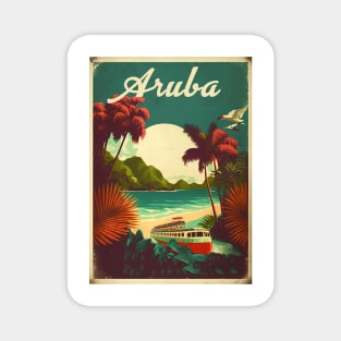 Aruba Caribbean Vintage Travel Art Poster Magnet