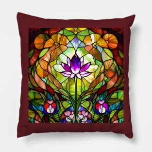 Stained Glass Lotus Flower Pillow