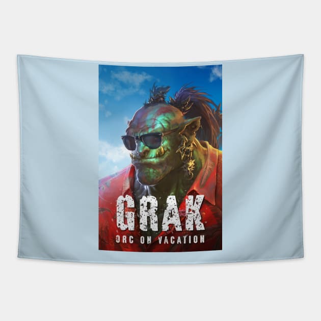 Grak: Orc on Vacation Tapestry by Joseph J Bailey Author Designs