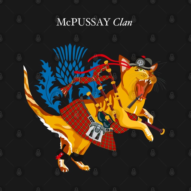 McPUSSAY Clan Tartan Pussycat Kitty Cat Scotland Ireland Pets by BullShirtCo