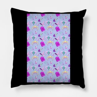 Pastel Goth Occult Pagan Pattern Skull Pillow