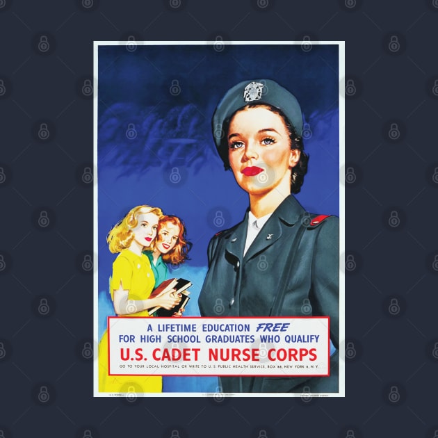 Restored World War II Women's US Cadet Nursing Corps Recruitment Poster by vintageposterco