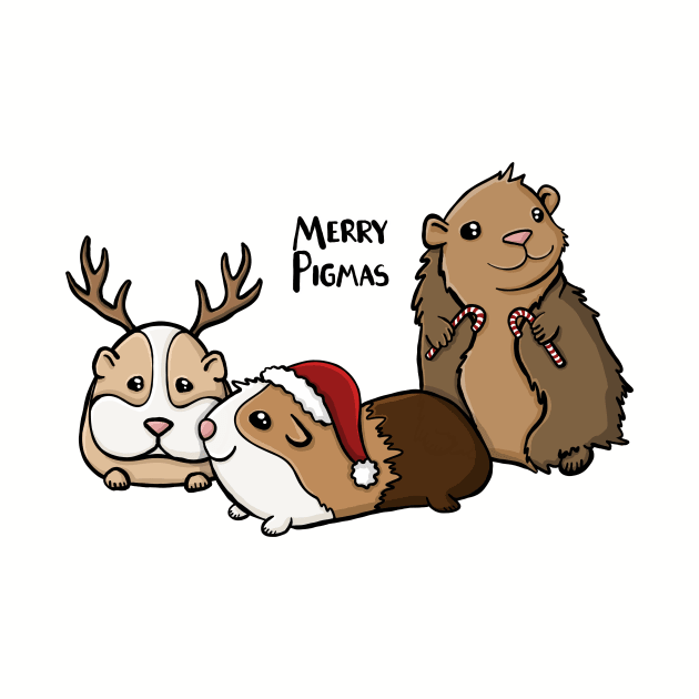 Merry Pigmas Festive Guinea Pigs Digital Illustration by AlmightyClaire