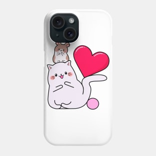 Kawaii style, mouse lovers, Valentine's Day, cute kawaii mice and cats . Phone Case