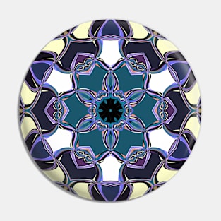 Cartoon Mandala Flower Blue Purple and White Pin