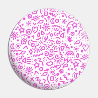 Doodles Pink on White Pin