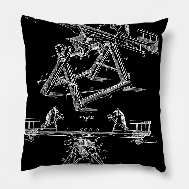 Seesaw Vintage Patent Hand Drawing Pillow by TheYoungDesigns