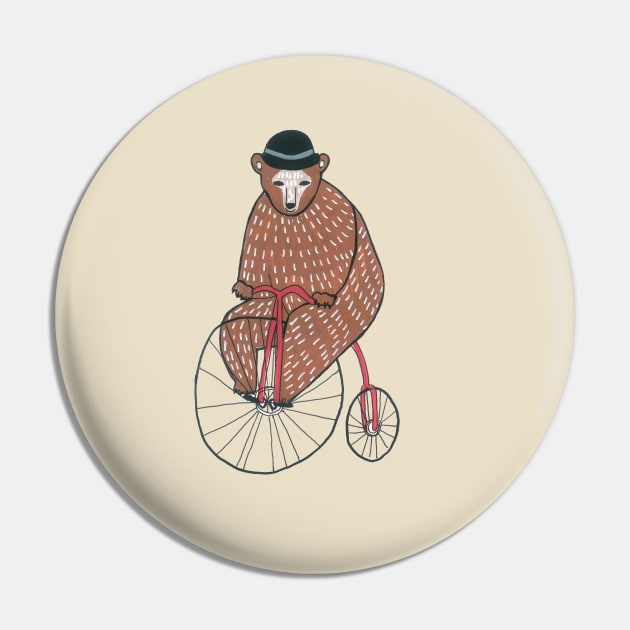 Bear On A Bicycle Pin by DoodlesAndStuff