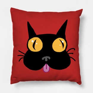 Silly Black Kitty Cat Pillow