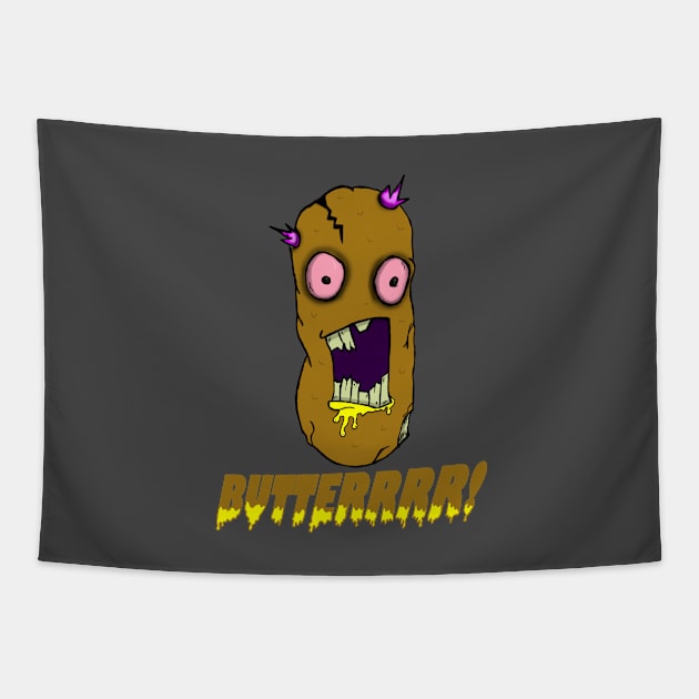 Zombie Potato Butter Scream Tapestry by JonnyVsTees