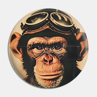 Vintage monkey aviator Pin