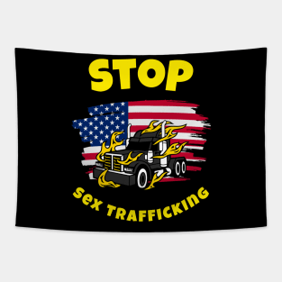 American Trucker, Stop Sex Trafficking BlkY Tapestry