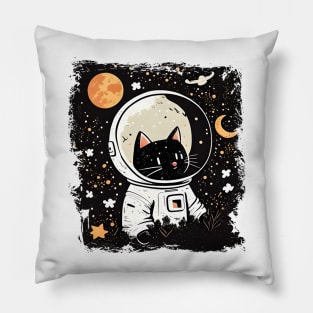 Funny Cat Astronaut Space Cat Lover Retro - Love Cats Pillow