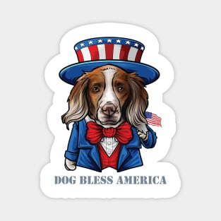 Brittany Spaniel Dog Bless America Magnet