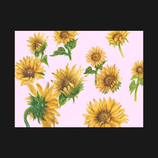 Sunflowers on pink T-Shirt