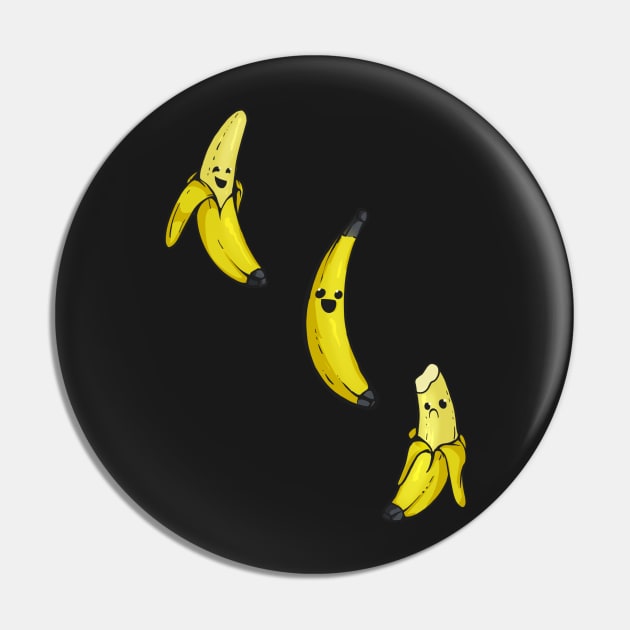 Banana Buddies: Happy, Half-Peeled, &amp;amp; Bitten with Whimsical Charm Pin by Owl-Syndicate