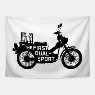 The First Dual-Sport Motorcycle (Black) Tapestry