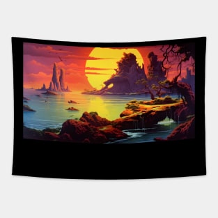 Oceans and islands inspired by Roger Dean Tapestry