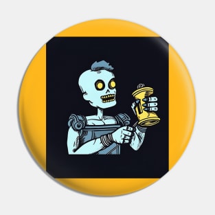 Zombie clutching a beer can Pin