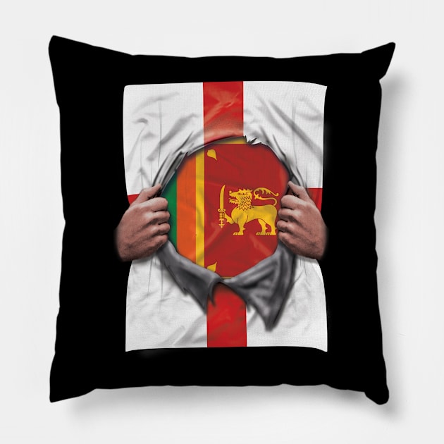 Sri Lankan Flag English Flag Ripped Open - Gift for Sri Lankan From Sri Lanka Pillow by Country Flags