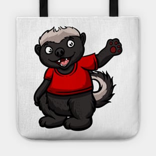 Cute Anthropomorphic Human-like Cartoon Character Honey Badger in Clothes Tote