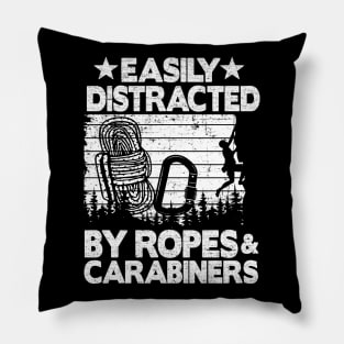 Easily Distracted By Ropes & Carabiners Funny Climbing Pillow