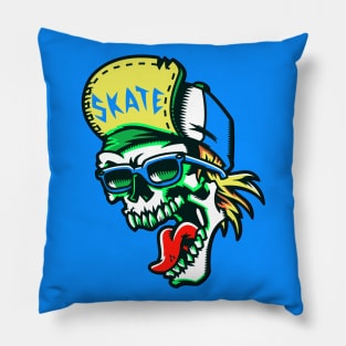 Gnarly Skater Skeleton Pillow
