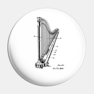 HARP Vintage patent drawing Pin