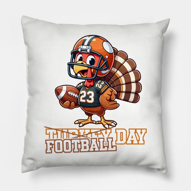 Turkey Day Football Day Pillow by DetourShirts